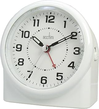 Acctim Alarm, Analog, Analogue, Bedside Clock, White, 7.5 x 11.2 x 12 cm