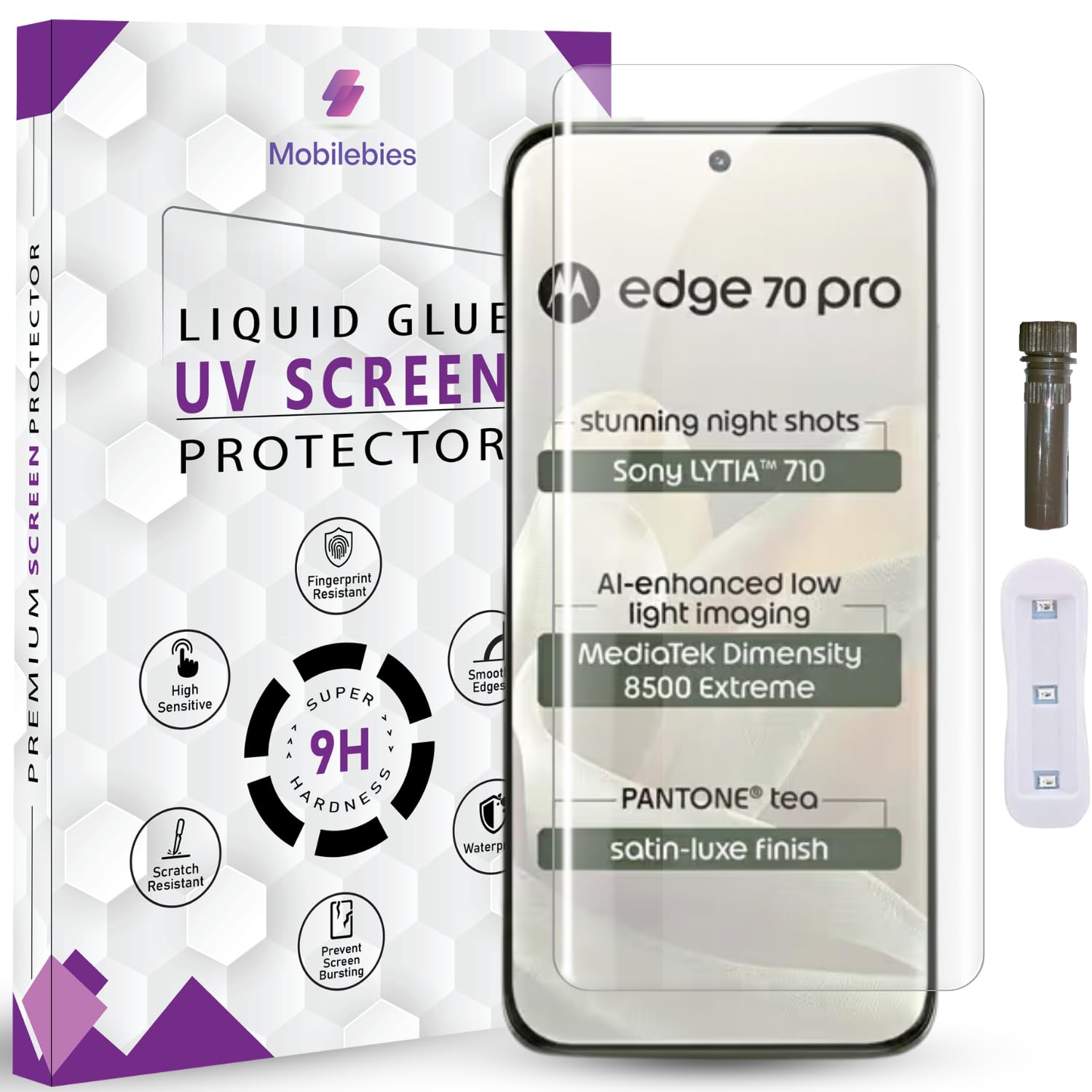 Advanced HD+ UV Tempered Glass Screen Protector For Motorola Edge 70 Pro 5G (6.8 Inch, Pack of 1) Full Adhesive UV Curved Screen Guard, Case Friendly with installation kit & Guide-image-27