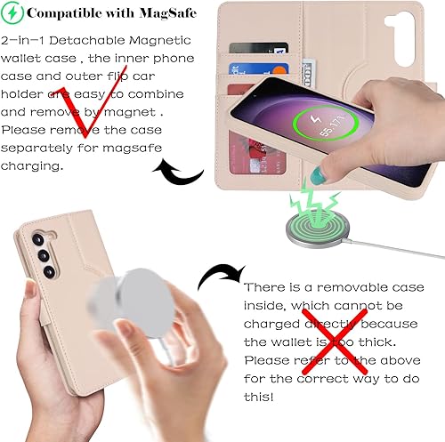 Miniatura 10 de Havaya Magsafe - Funda para Samsung Galaxy S23 para mujer, funda compatible con Samsung S23, funda tipo cartera con tarjetero desmontable magnética