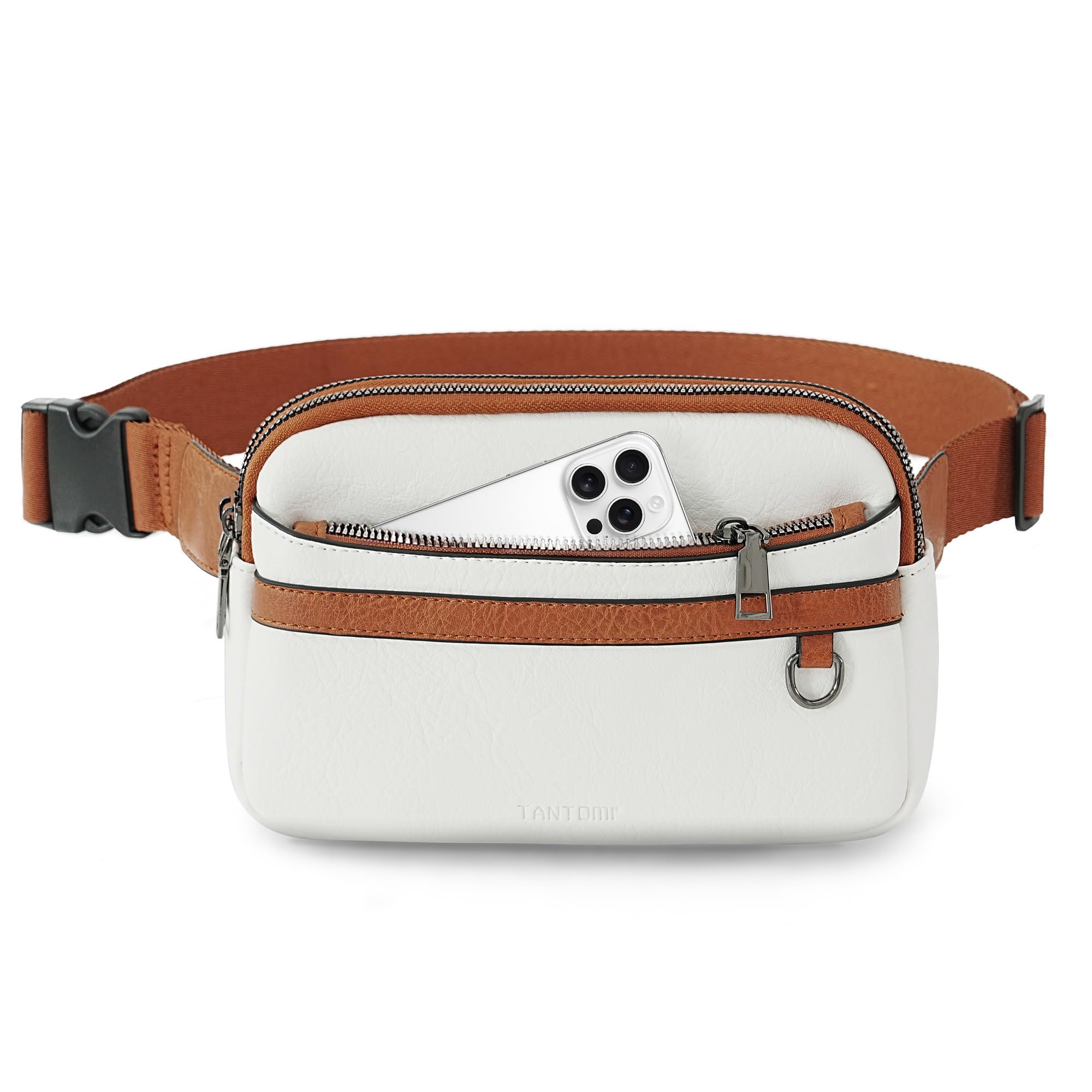 TAMTOMI Umhängetasche Damen, Bauchtasche Damen Elegant Gürteltasche Damen mit Zwei-Wege-Reißverschluss, Crossbody Bag Mode Hüfttaschen mit verstellbarem Riemen