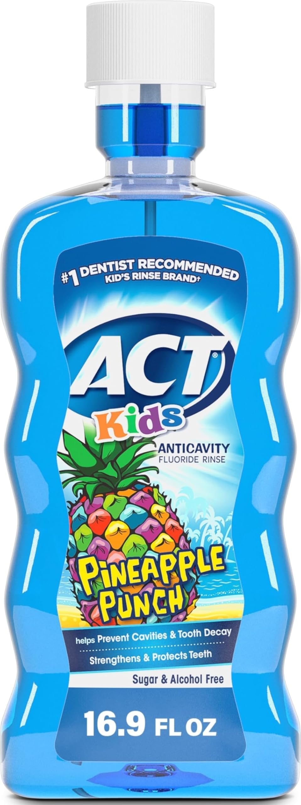 Kids Anticavity Fluoride Rinse Pineapple Punch 16.9 fl. oz. Accurate Dosing Cup, Alcohol Free