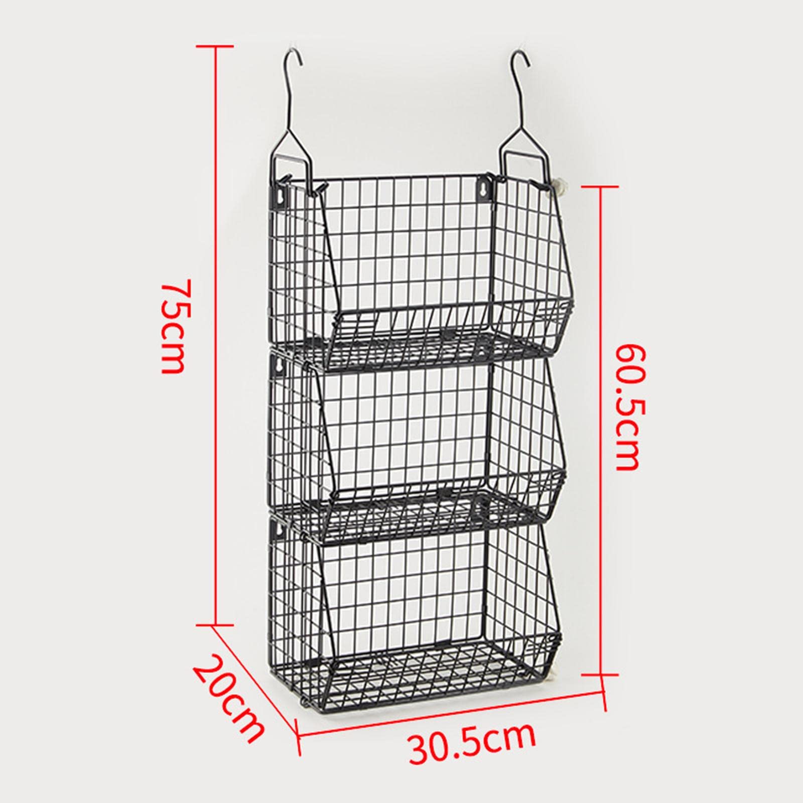 Juego de de Almacenamiento, Cestas Colgantes Apilables de Metal con Gancho, Hierro Inoxidable para Aperitivos Y Especias, Aptas para La Cocin, 3 Niveles, Individual