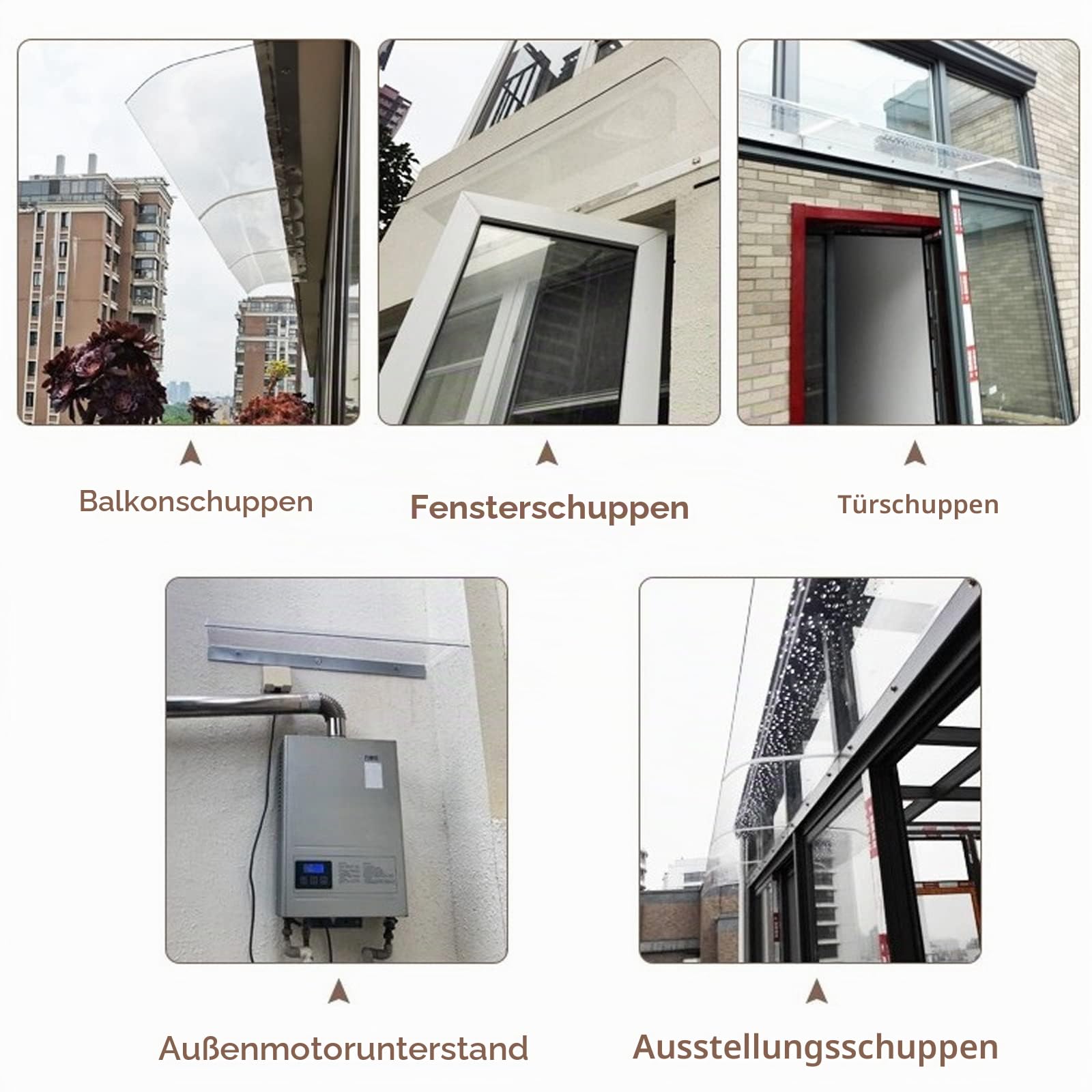Polycarbonat-Vordach für Haustür,Transparentes Pultbogenvordach,Türvordach,UV-Beständiger Überdachung Haustür,3,5mm Dick Pultvordach,für Garage Balkon Fenster Haus (50x120cm/19.6"x47")