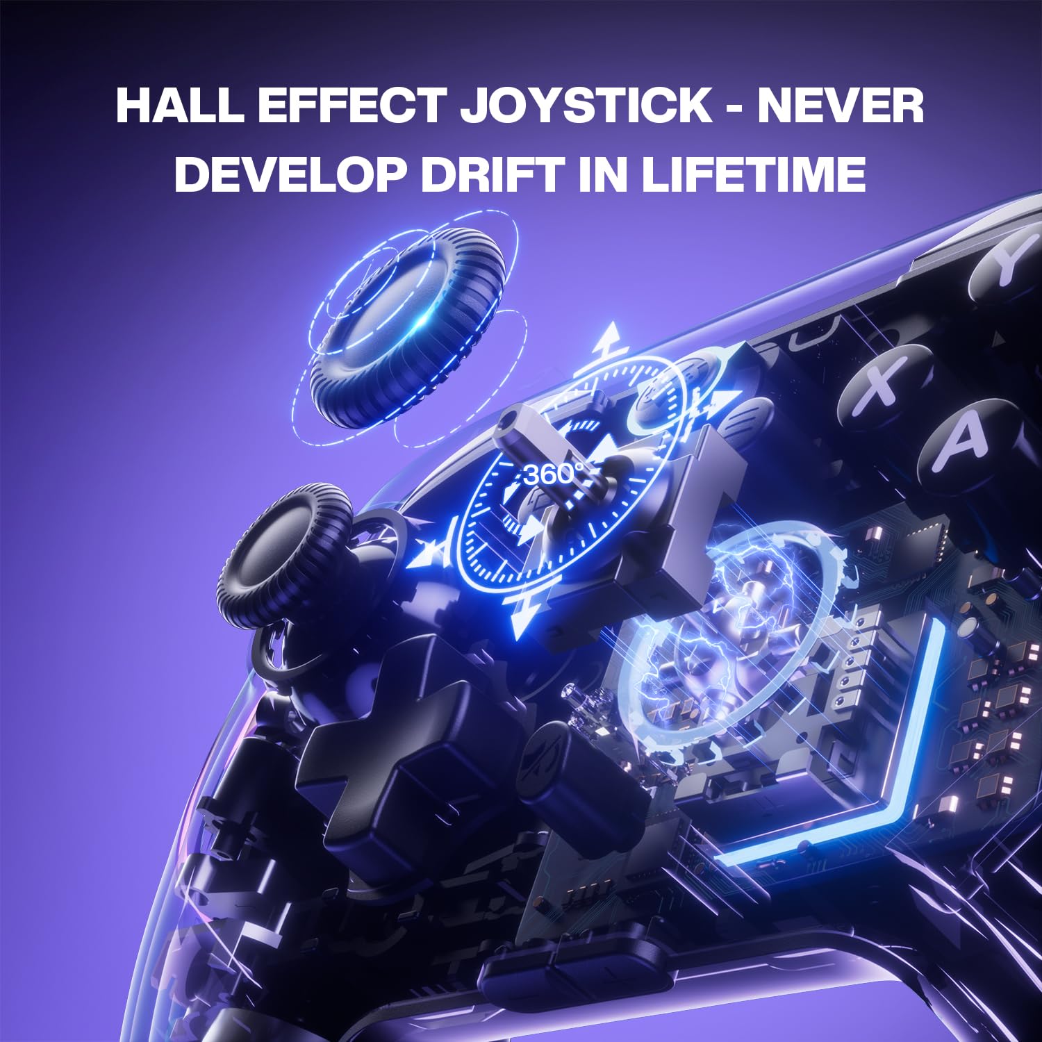 NYXI Master P1 2.4G Manettes PC Switch - Joystick à effet Hall, déclencheur à effet Hall et micro variable, contrôle audio, turbo/vibration ajustable, Quick Lock programmable - pour PC/Switch/iOS
