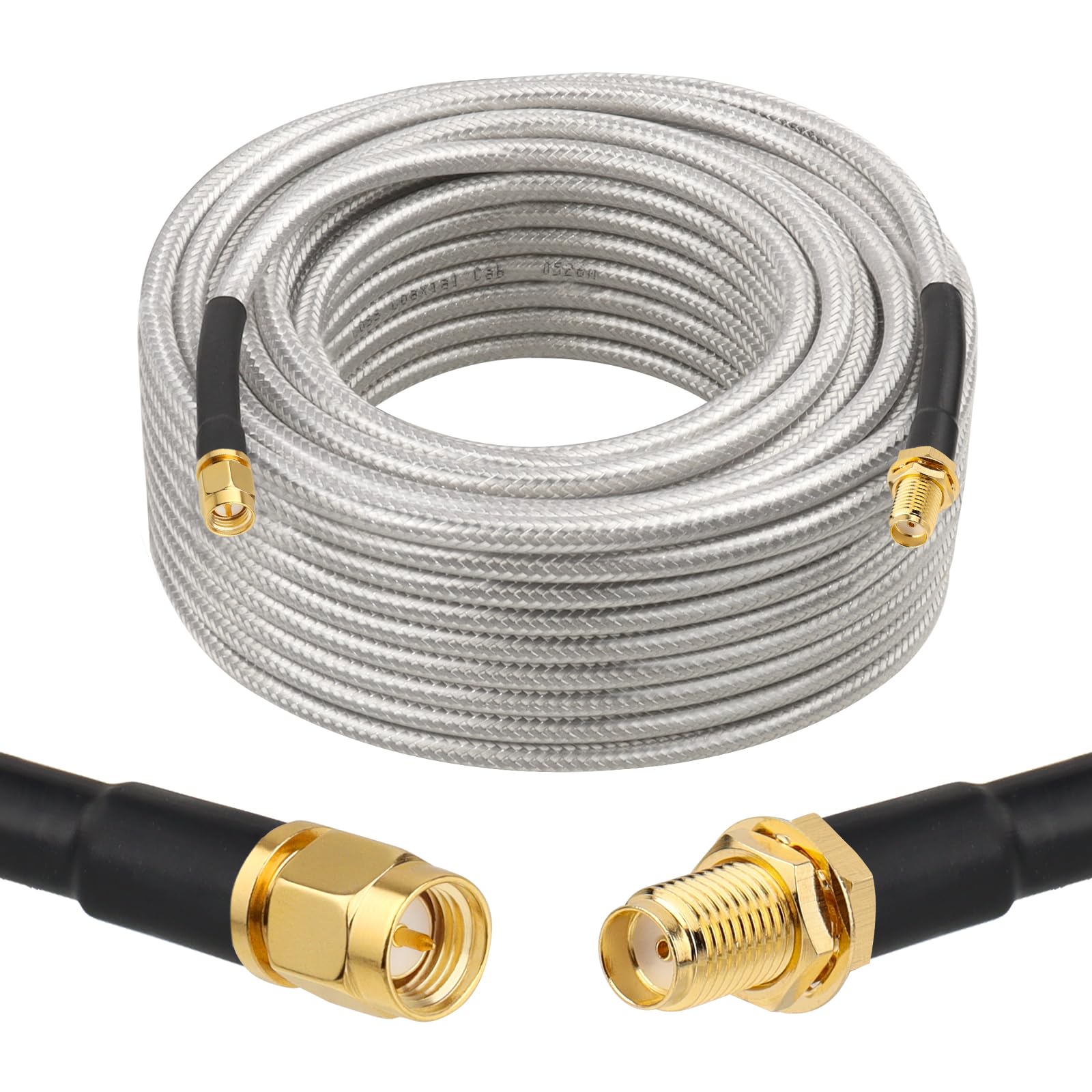 MOOKEERF RG8X SMA maschio a SMA femmina cavo coassiale 15 m, cavo di prolunga SMA a perdita ultra bassa 50 ohm per router, GPS, radio RF, antenna WiFi, ripetitore di segnale, modulo ecc.