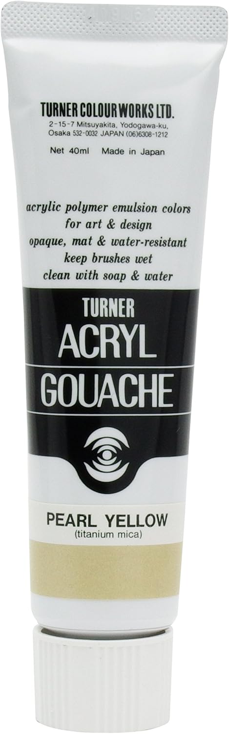 Turner Colour Works Acryl Gouache Artist Acrylic Paint - Single 40 ml Tube - Pearl Yellow