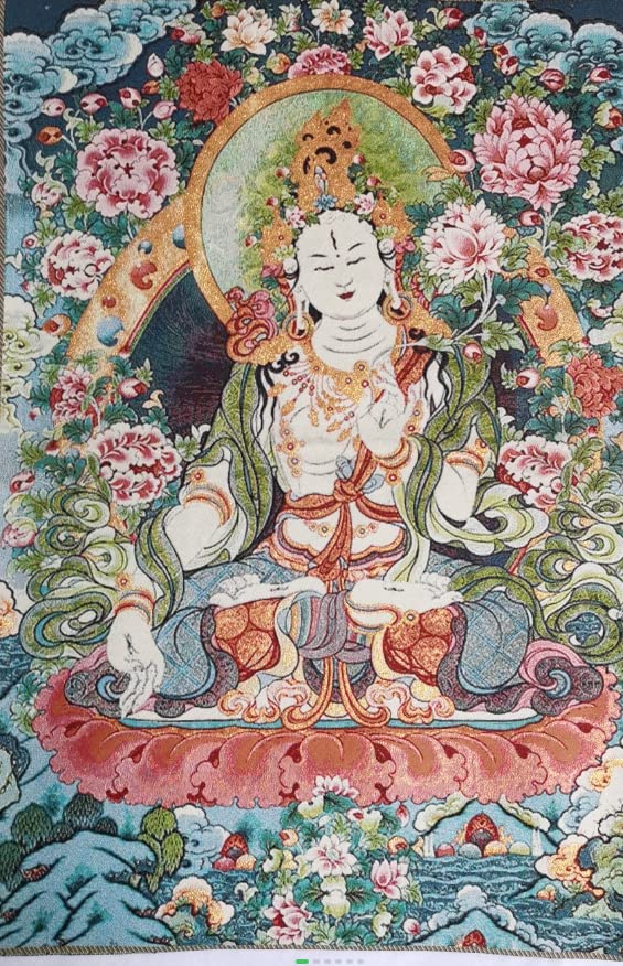 Thangka en soie tibétaine Tara Blanche pour créer un coin zen chez soi