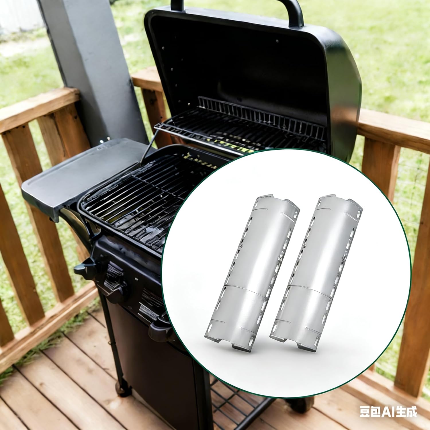 Universal Adjustable Grill Heat Plates, Heat Tents, Flame Tamer Burner Covers, Heavy Duty Heat Plate Shield, Stainless Steel Grill Replacement Parts, Extends from 12" up to 18" L, 2 Pack