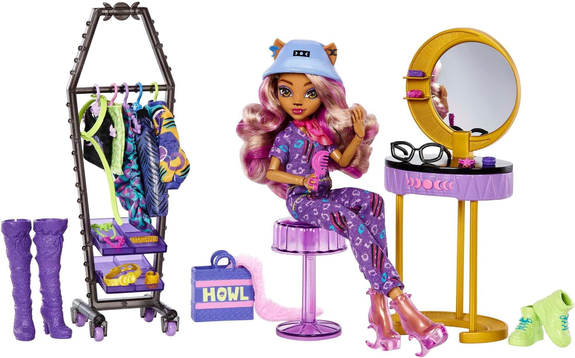 Doll & Playset, Clawdeen Wolf Boo-tique Studio with Fashion Accessories, 20+ Pieces for Mix-&-Match Outfits