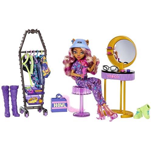 Monster High Estudio de Moda Clawdeen Wolf Muñeca con tocador, Ropa y Accesorios, Juguete +4 años (Mattel HKY70)