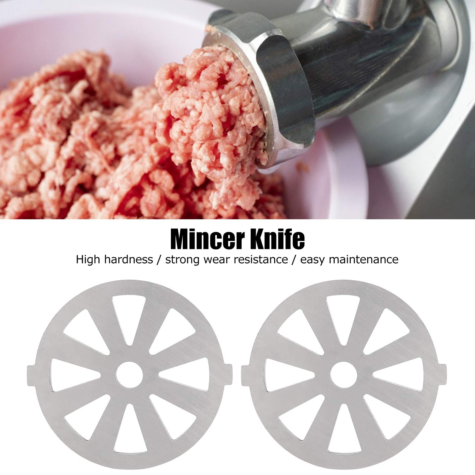 2pcs Stainless Steel Meat Grinder Plate Discs Blades, Plate Disc Blade for 5# Meat Grinder(A)