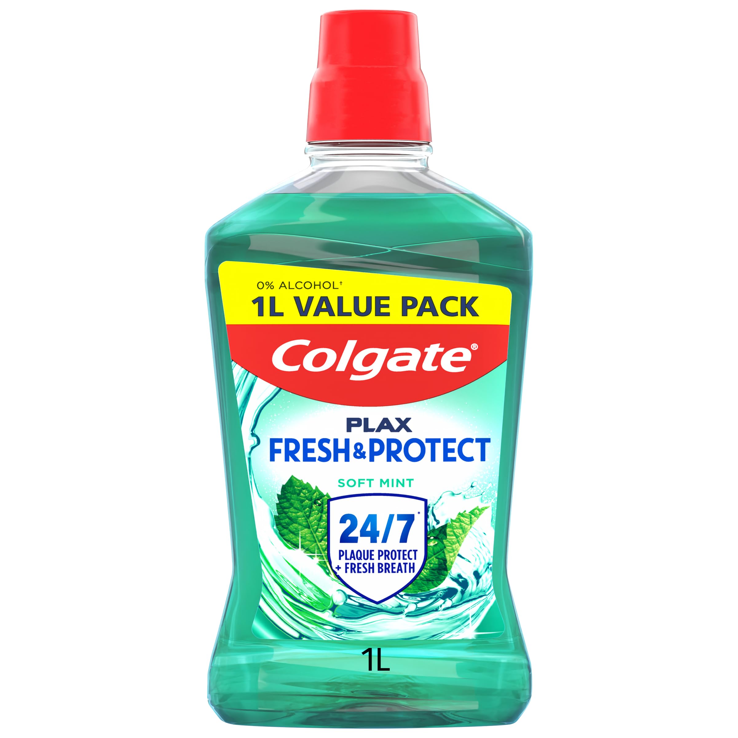 Colgate Plax Soft Mint alcohol free* Mouthwash 1L - mouthwash alcohol free* - instant long-lasting freshness - no burn experience - 24/7 plaque protection when used twice daily
