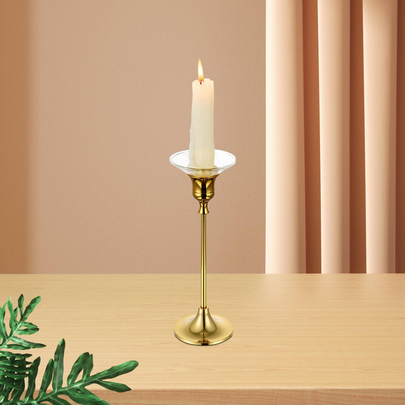Récupérateur de Gouttes pour Bougies Coniques Cannelé 12 Pièces en Verre Transparent Protège-Cire Solide Décoration Intérieure pour Maison, Restaurant et Hôtel