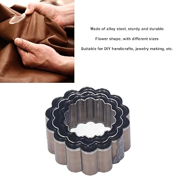 5PCS Flower Shaped Leather Cutter Set, Alloy Steel Punching Die Leather Hollow Punch Tool Leather Shape Cutter for Handmade DIY Leather Craft