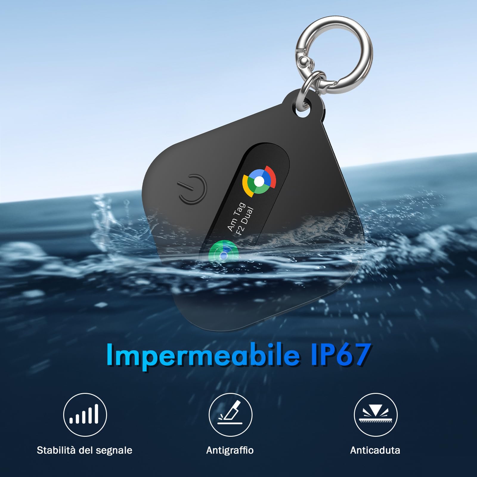 Smart Tag Trova Chiavi Compatibile con iOS Find My APP o Android Find Hub IP67 impermeabile batteria CR2032 sostituibile Bluetooth Tracker Finder per chiavi bagagli/borse/valigia/portafoglio