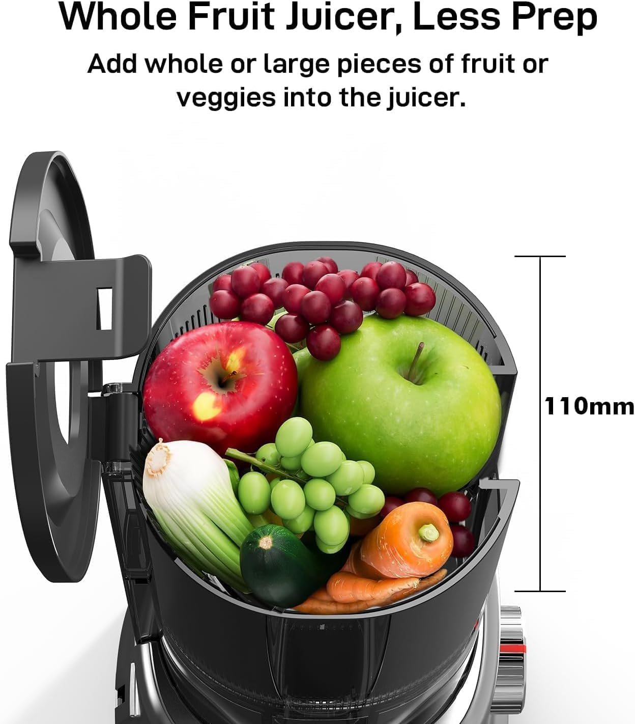 Masticating Juicer Machines, 4.3-Inch Large Feed Chute, High Juice Yield Cold Press Juicer for Whole Fruits and Vegetables, Easy to Clean, Green