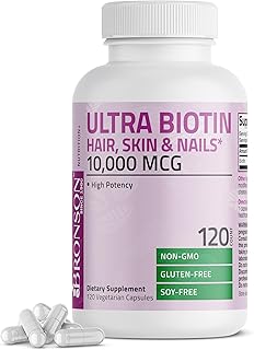 Bronson Ultra Biotin 10,000 Mcg Hair Skin and Nails Supplement, Non-GMO, 120 Vegetarian Capsules