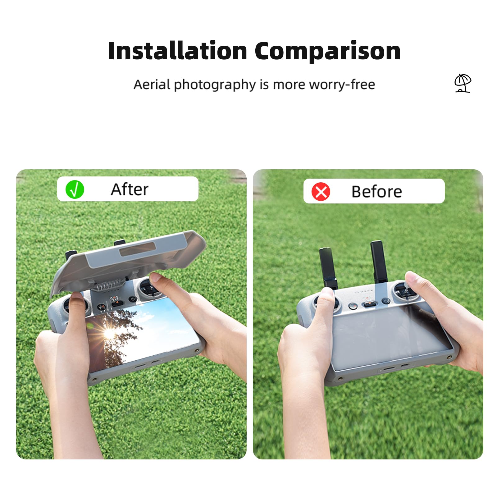 BRDRC Mini 4 Pro Sun Hood for DJI RC 2 Controller Screen Protection Joysticks Protector Sunshade for DJI Mini 4 Pro/Air 3 Accessories