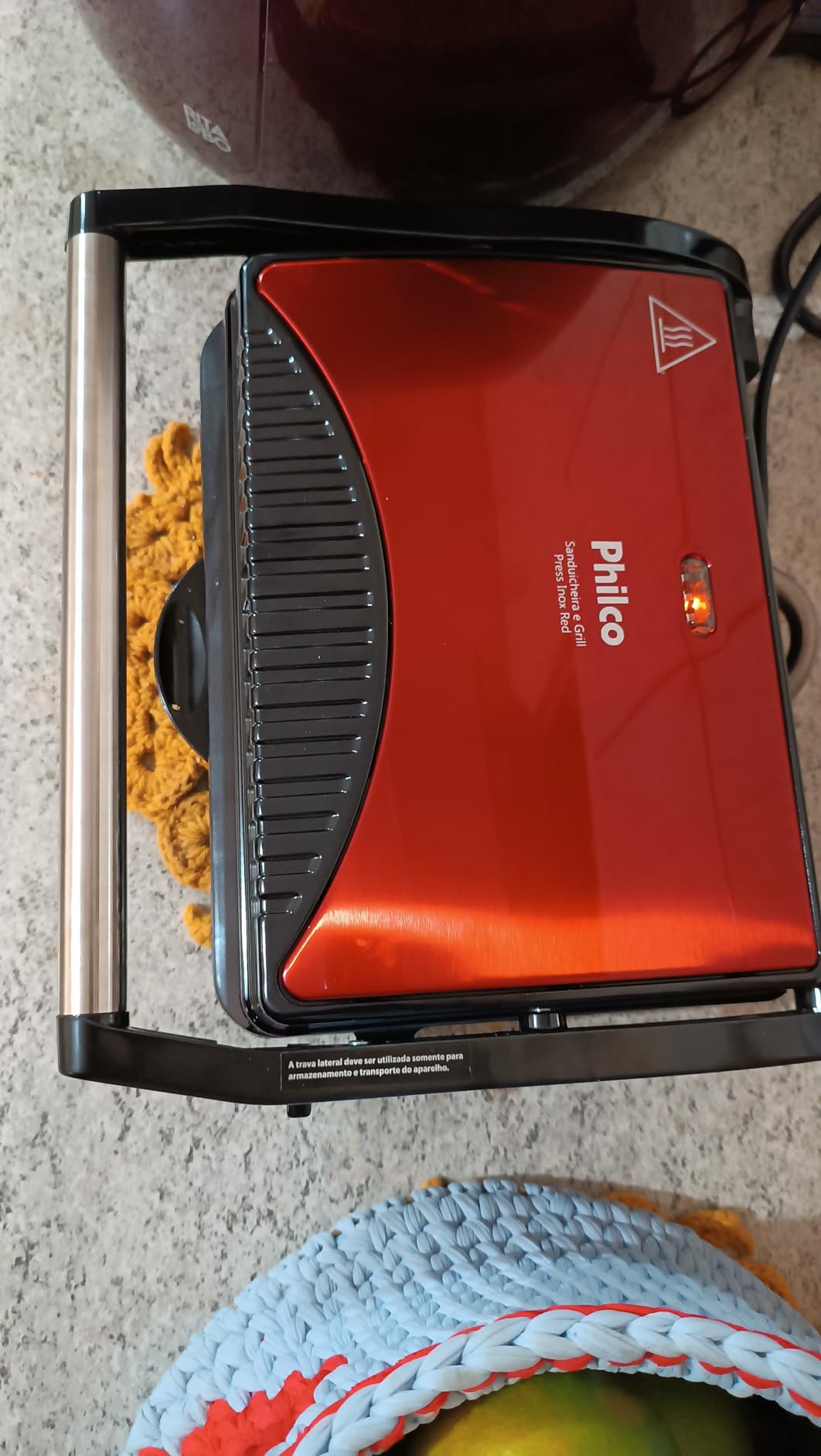 Sanduicheira e grill, Press inox red, 1100w, Vermelho, 220V, Philco