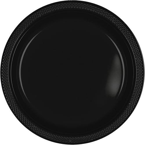 Platos redondos de plástico negro azabache, 9 pulgadas (paquete de 20), diseño de calidad premium, ideales para cualquier evento o fiesta