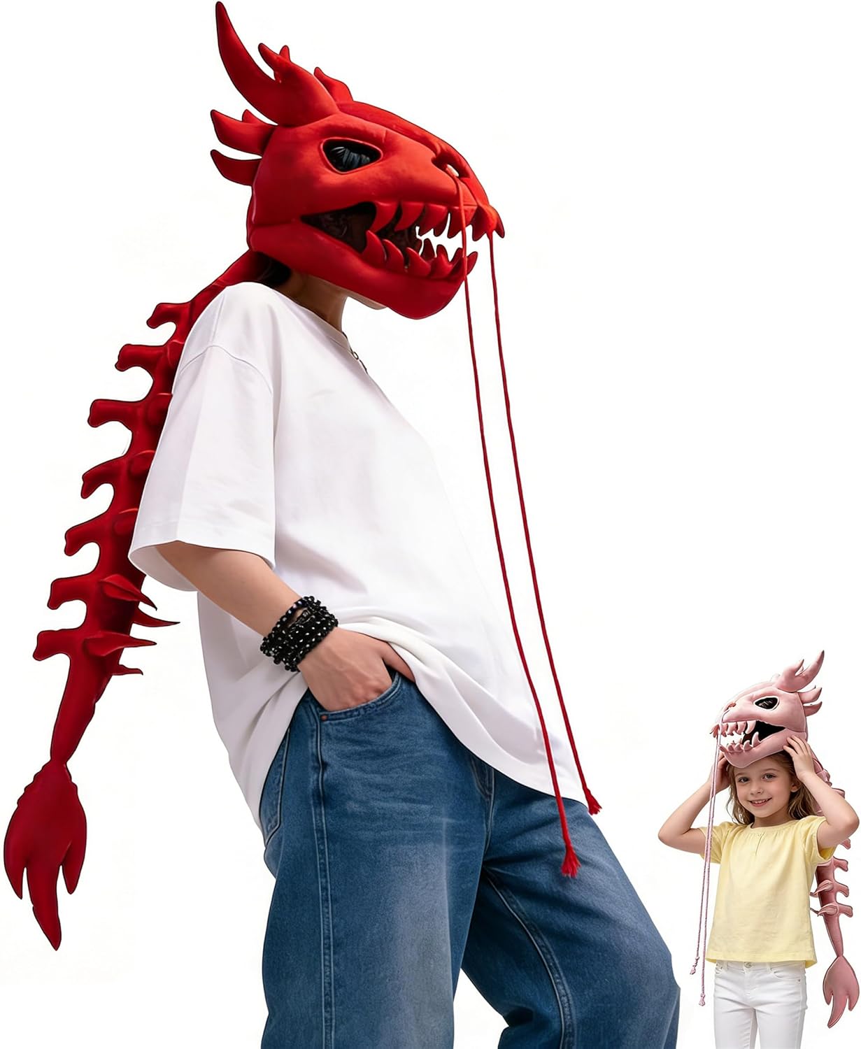 2026 New Dinosaur Skeleton Headgear, Dinosaur Skeleton Costume, 3D Skeleton Design, for Cosplay, Dress-Up & Parties