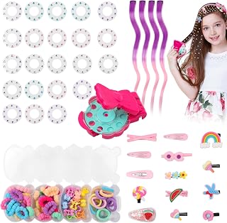 IETWATE Accesorios para el pelo para niñas, kit de pelo con brillantes, color morado y rosa, para trenzar el pelo para niñas con 220 gemas de pelo, regalos para niñas a partir de 6 años