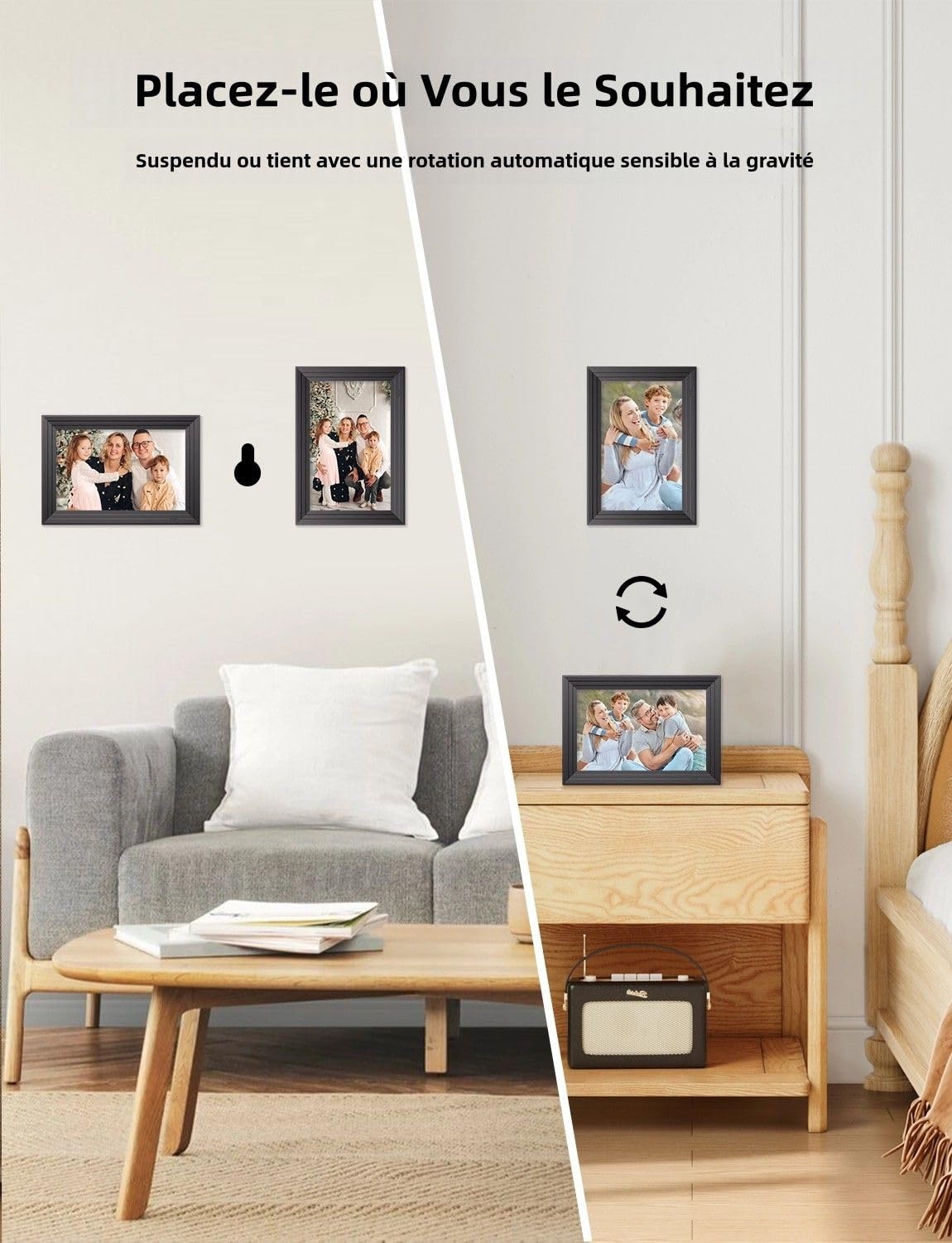 Cadre Photo Numérique WiFi Connecté 10,1 Pouces 32Go Luakug | Frameo Cadres Video Grand Format 1280x800 HD IPS Écran Tactile Rotation Automatique Espace Electronics Digital Frame Album