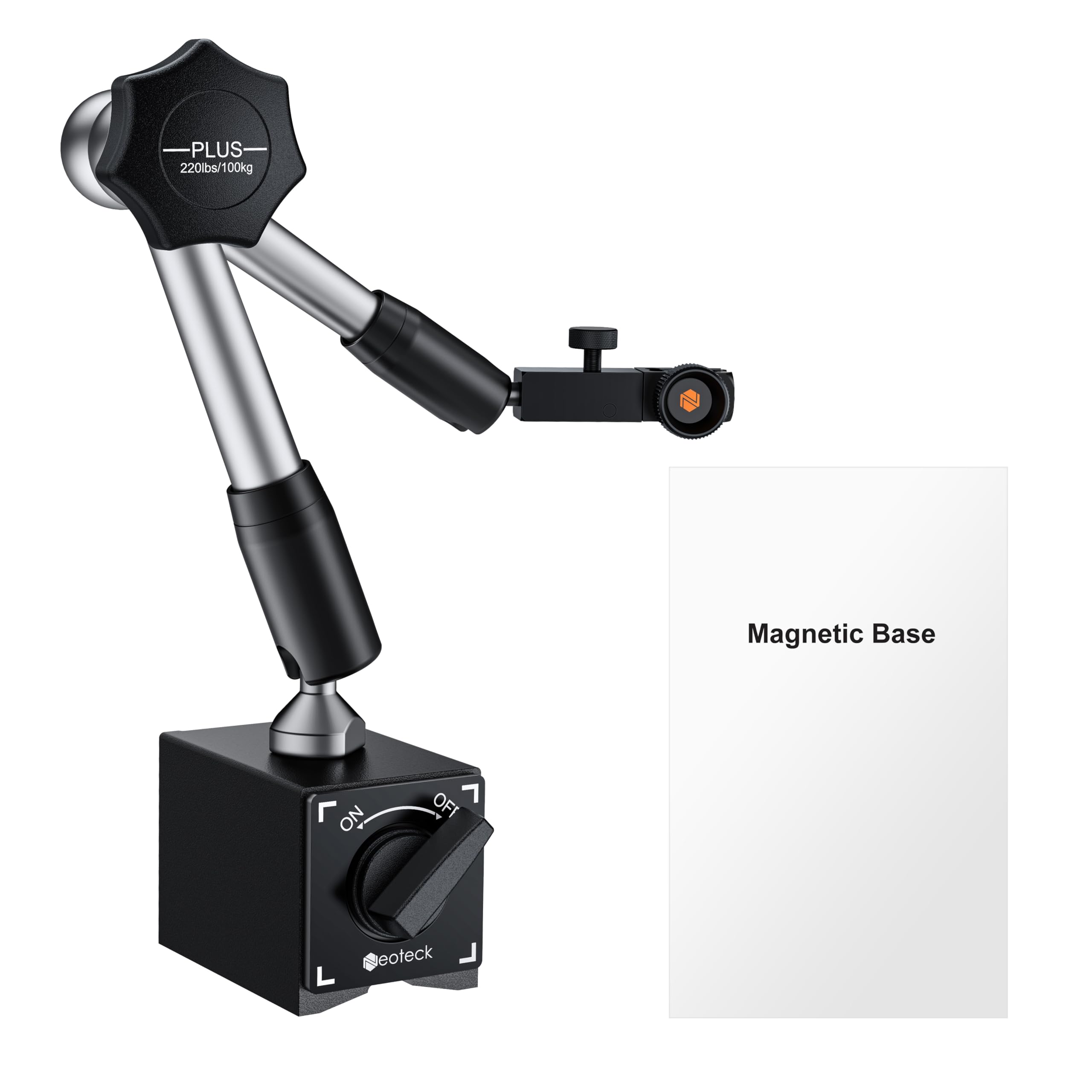 Neoteck Base Magnética para Reloj Comparador Soporte de Base Magnético Flexible para Indicador de Dial Digital 100kg Max Base magnética Ajustable con Interruptor de ON/OFF con Sujeción Central