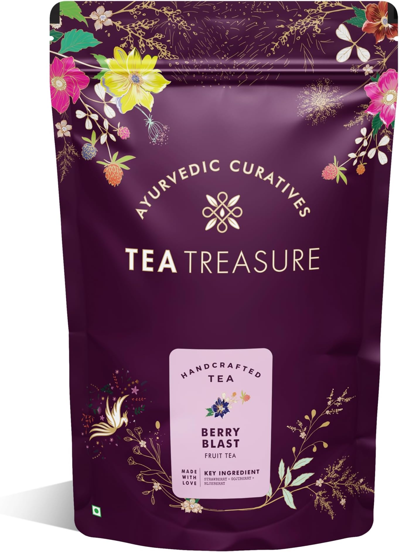 Berry Blast Tea, Blend of Strawberry, Gojiberry, Blueberry, Cranberry & Other Natural Herbs and Flowers, 100 g