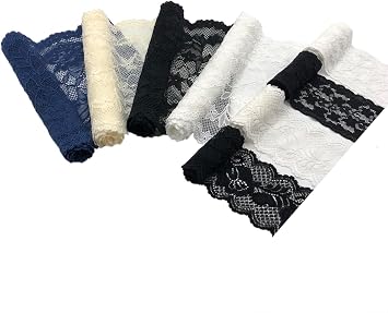 2.6-7 Inches Mixed Packaging Stretch Lace Trim Ribbon for Sewing, Garment and DIY Crafts - 8 Assorted Patterns,1 Yard Each 8s-6128