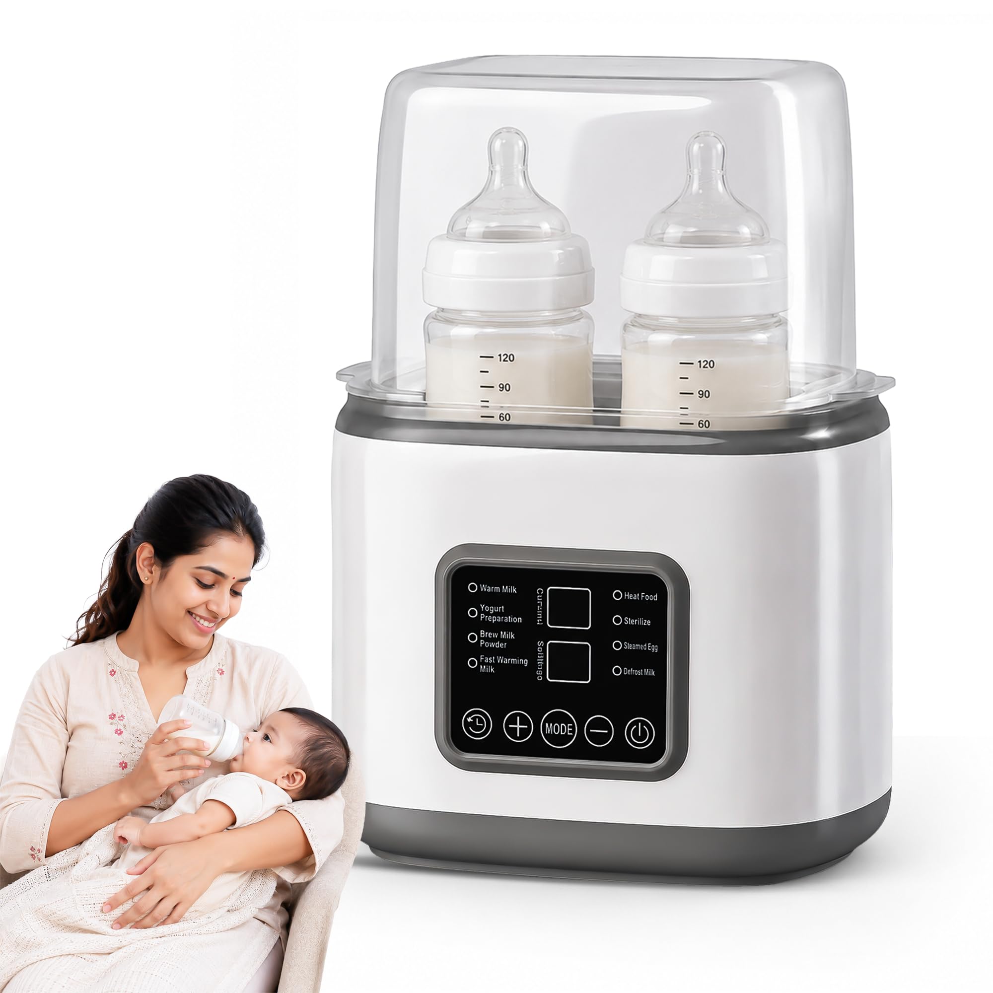 10-in-1 Fast Baby Food Heater&Thaw BPA-Free Milk Warmer with IMD LED Display,Safe for Breastmilk Nutrients,Accurate Temperature Control for Breastmilk or Formula for Bottles,with Defrost,Sterili-zing,Keep Warm,Heats Baby Food & Bottles-picture-32