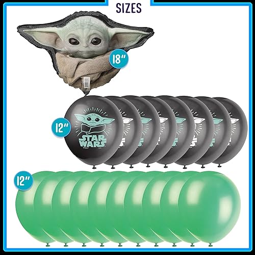 Miniatura 3 de Baby Yoda - Kit de globos de fiesta de cumpleaños con temática de Happy Birthday, globos de látex y papel de aluminio con el niño, juego de 19