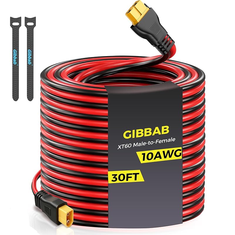Cabo de extensão XT60 macho para fêmea 10AWG, 9,14 m, vermelho Gibbab