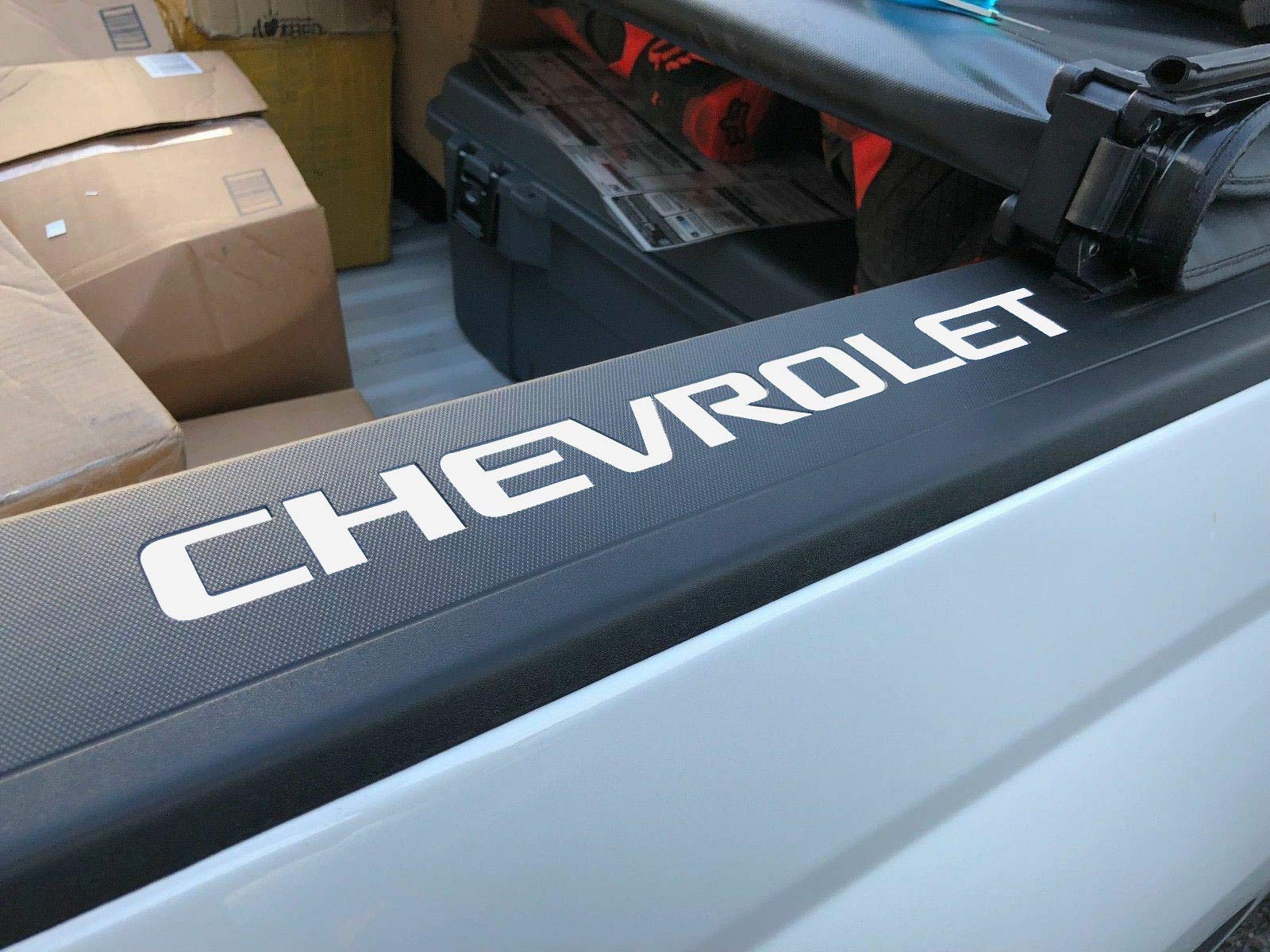 SF Sales USA - White Chrome Bed Rail Cap Cover Inserts for Silverado 2014-2018 ABS Letters Not Decals