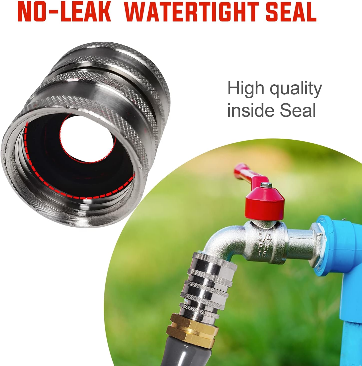 YAMATIC Garden Hose 100ft x 5/8", Ultra Durable Water Hose with Stainless Steel Quick Connect, Kink Resistant, Soild Brass 3/4" Connection Fittings, Leak Proof for Gardening