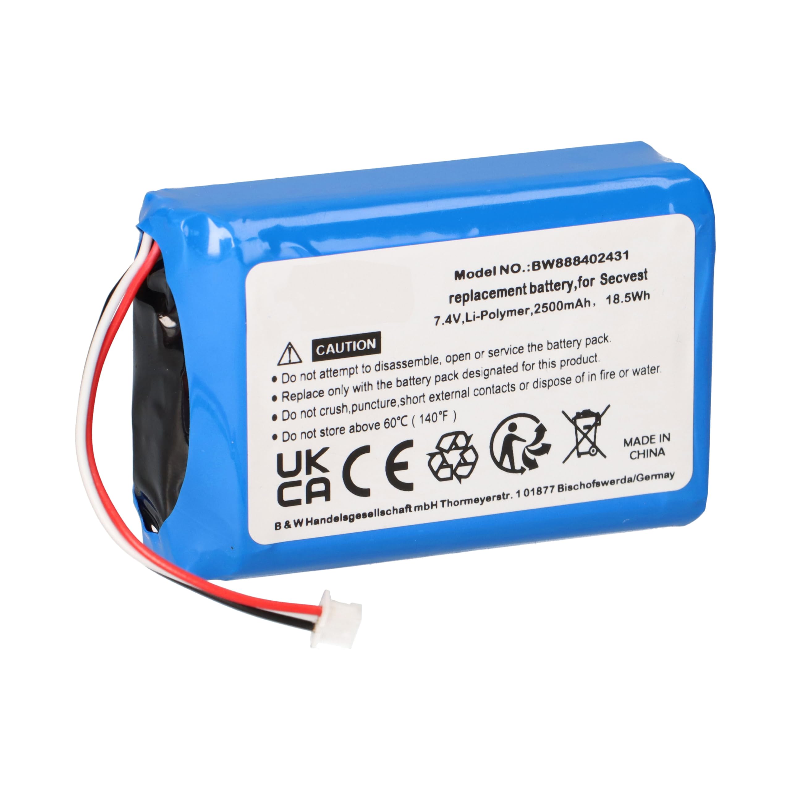 Akku Passend Für FUBT50000 ABUS Secvest 7.4V Li-Polymer 2500mAh - Mignon AA Battery SAG - Langlebig - Wartungsfrei - Zuverlässig