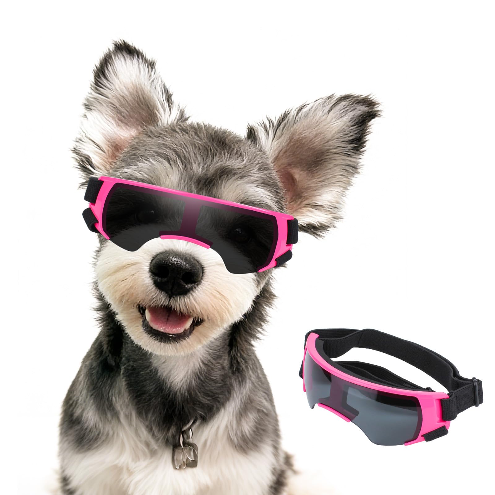 Lunettes soleil chien de petite taille rose pour balades en voiture et sorties été