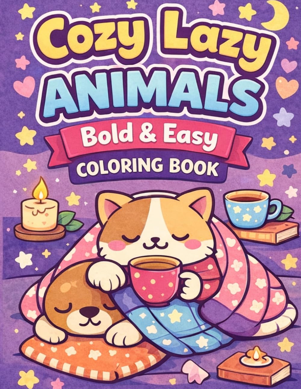 Cozy Lazy Animals Coloring Book: Bold & Easy Designs for Relaxation and Stress Relief