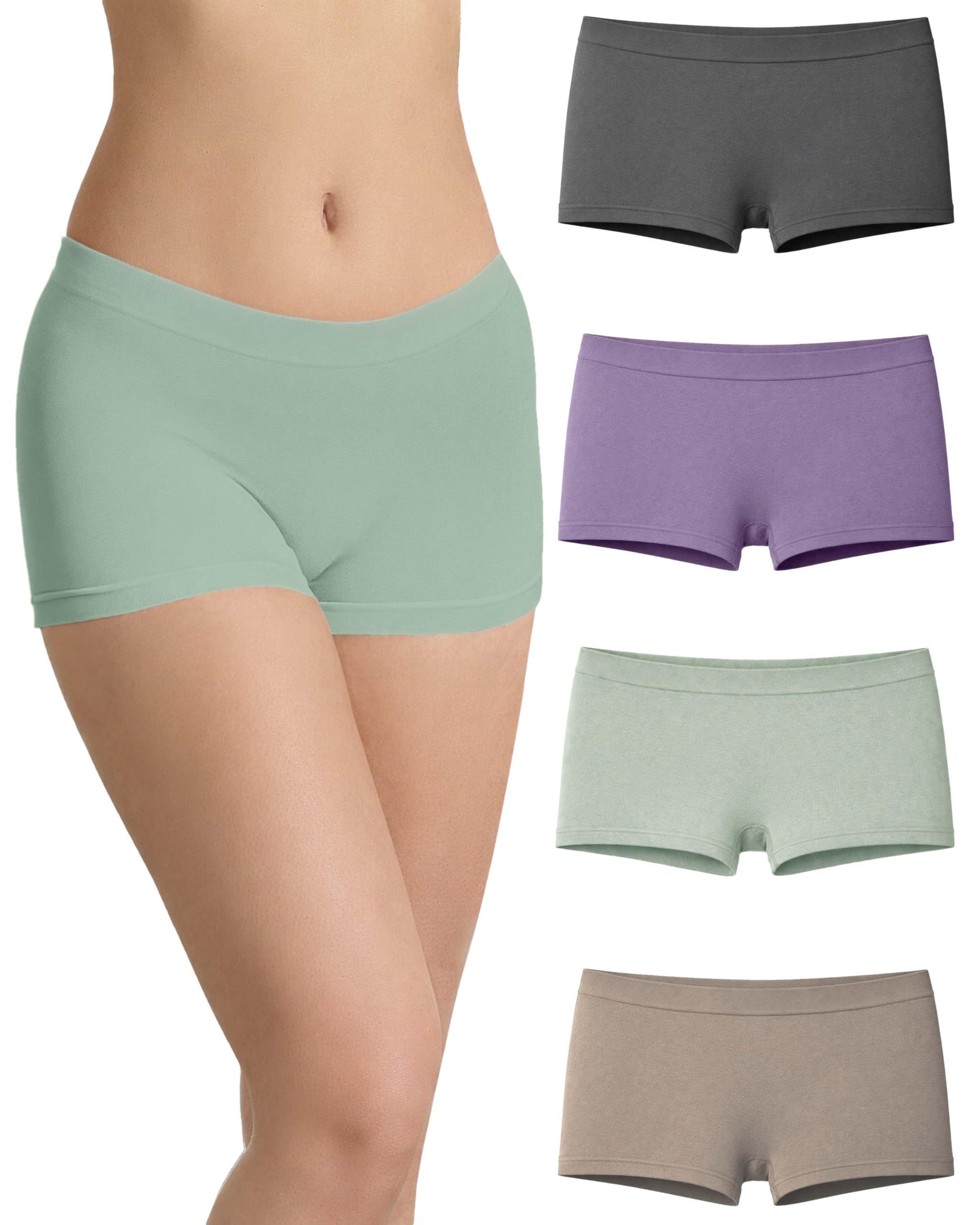 Risalti Women's Shorts Low Rise Eco Friendly 4 Pieces – Seamless Boxer Shorts, Yees Green Microfibre Shorts, Softer Than Women's Cotton Underpants, Sustainable Underwear – Made in Italy, Anthracite