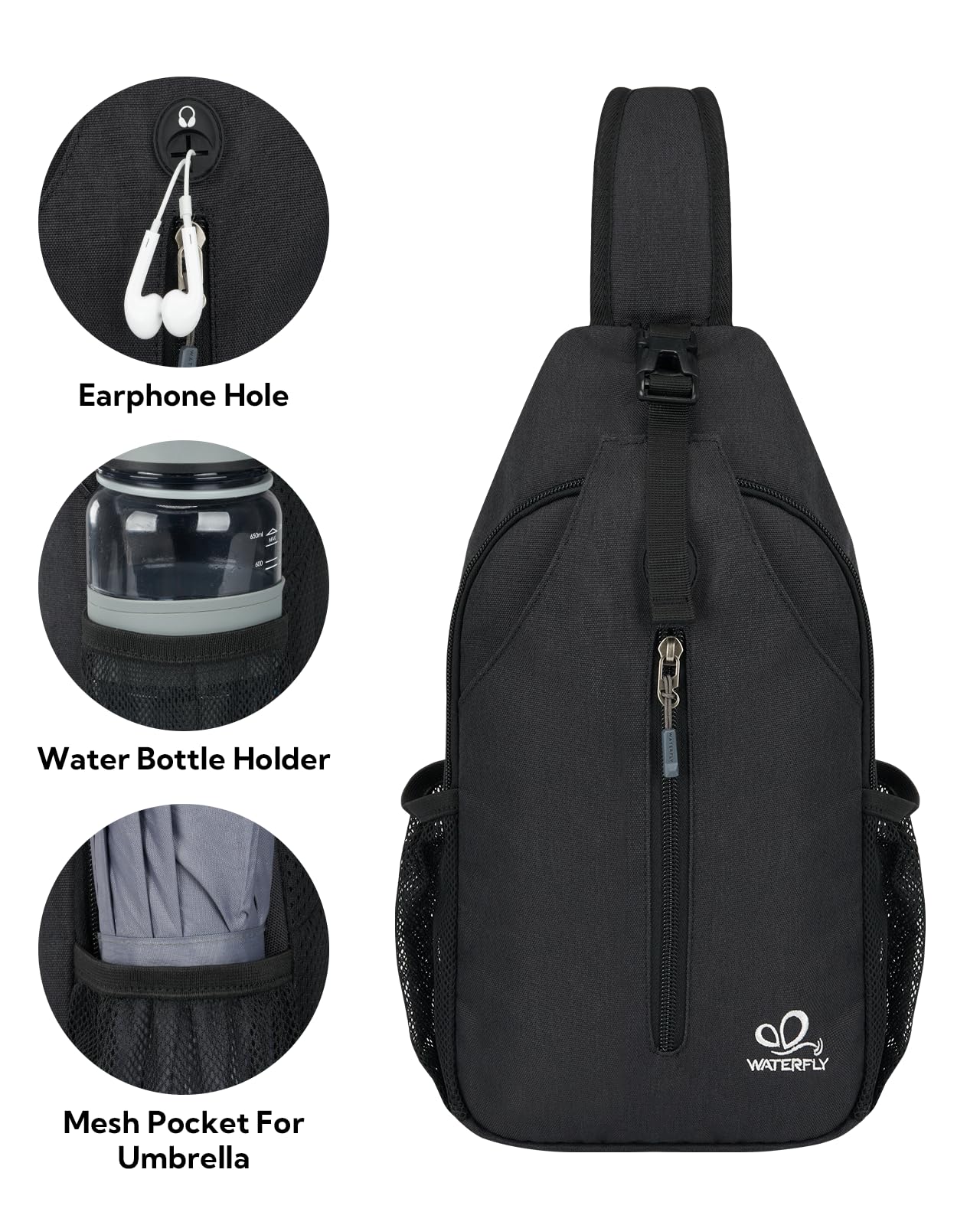 WATERFLY Piccola borsa da trekking: zaino incrociato per uomo e donna con tracolla delicata sulla pelle