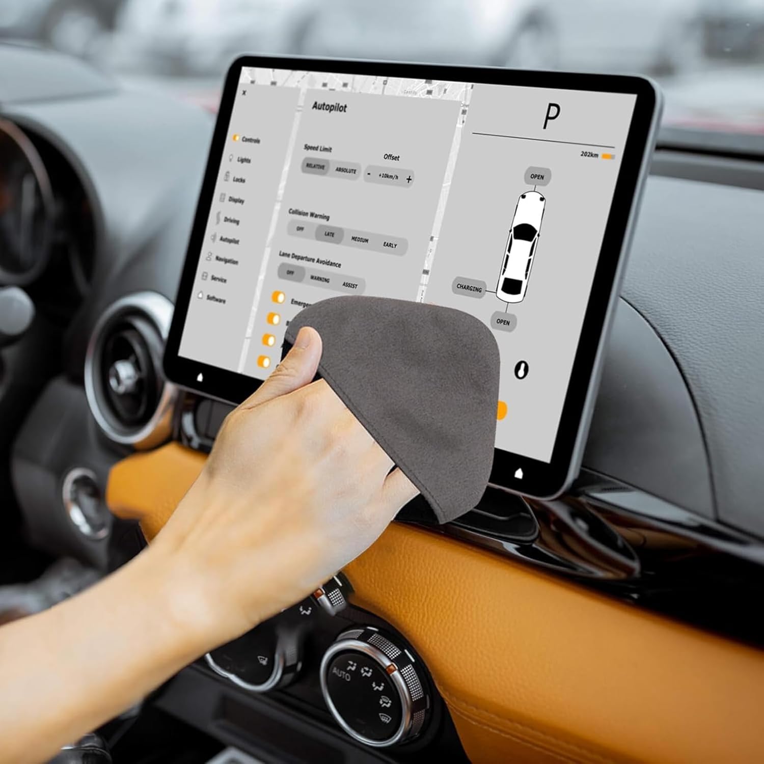 Car Screen Cleaner Car Accessories Cleaning Pad, Microfiber