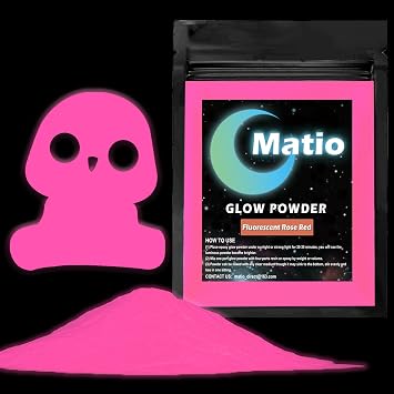 Matio Glow in The Dark Pigment Powder, 15g/0.5oz Fluorescent Rose Red | Epoxy Resin Luminous Pigments Long Lasting Craft Colorant Dye for Slime,Nails Art,Acrylic Paint,DIY Fine Art Decor