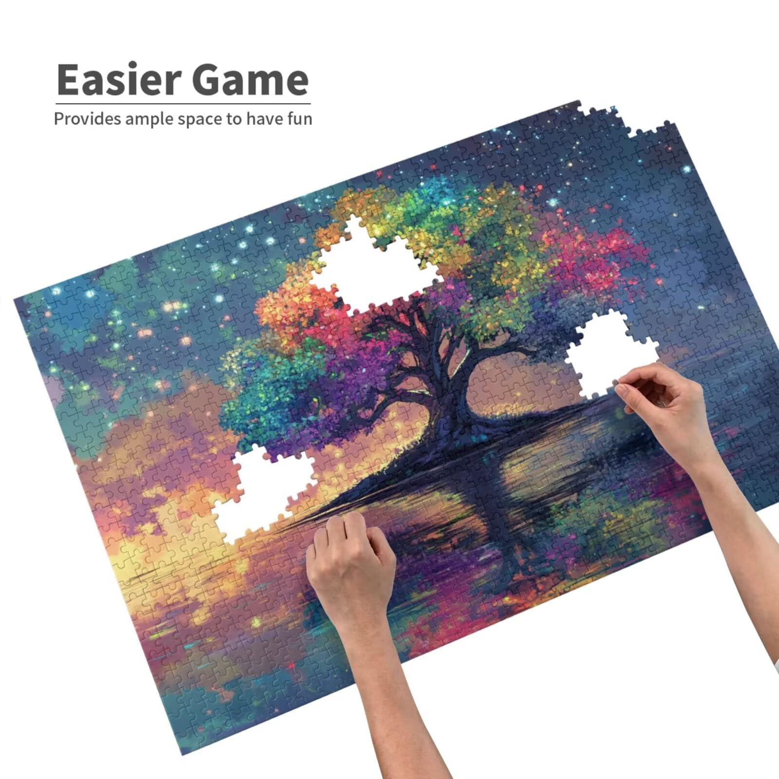 Puzzle kolorowe, 6000 elementów, drzewo życia, puzzle dla dorosłych, z pudełkiem na prezent, duże drewniane puzzle dla dorosłych, gra zręcznościowa dla całej rodziny, prezenty dla kobiet, 105 x 180 cm