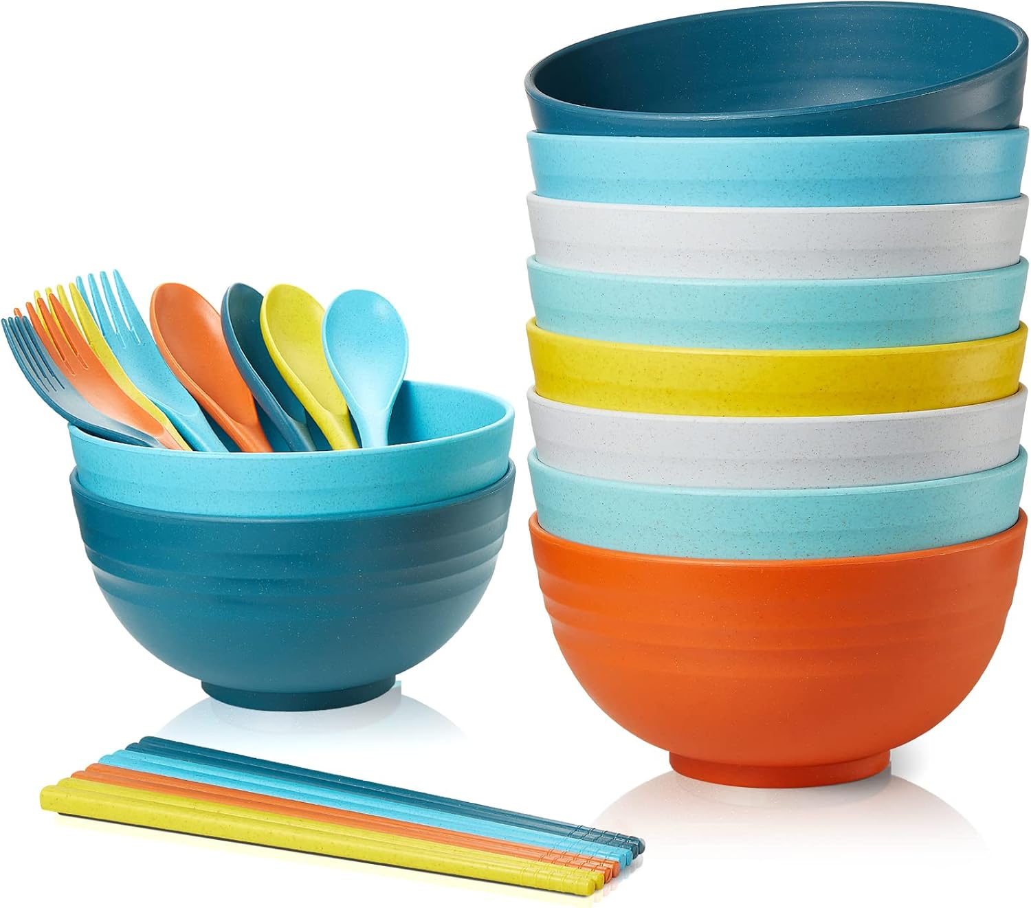 Unbreakable Cereal Bowls Set of 8, MFacoy 24 OZ Wheat Straw Bowls Set, Reusable Cereal Soup Bowls, Microwave and Dishwasher Safe, BPA Free Lightweight Bowl for Kitchen, Oatmeal Bowls : Home & Kitchen