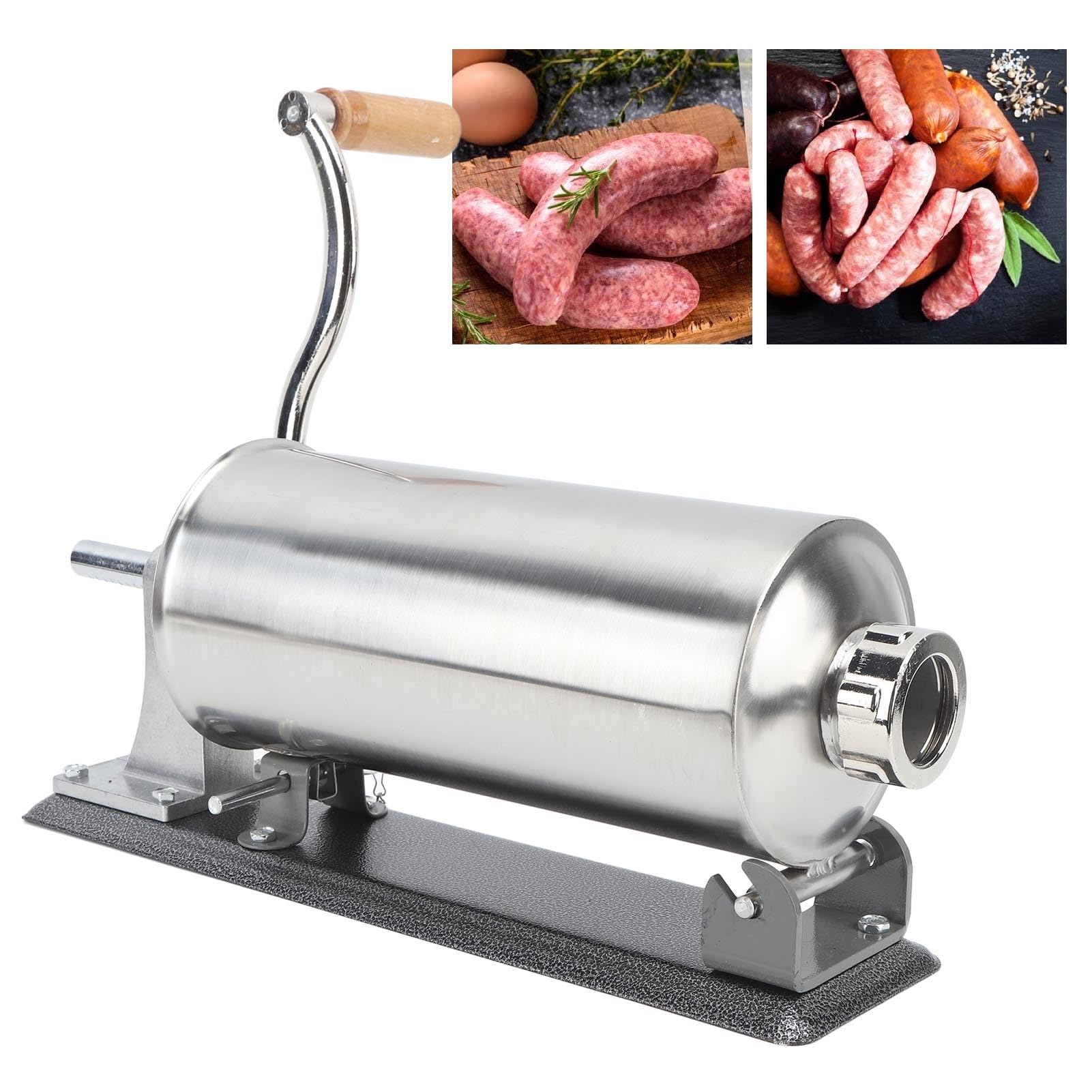 SIXRUN Riempitrice Manuale per Salsicce da 3 Litri, Riempitrice per Carne in Acciaio Inossidabile, Macchina per Salsicce Facile e Veloce per la Cucina Casalinga