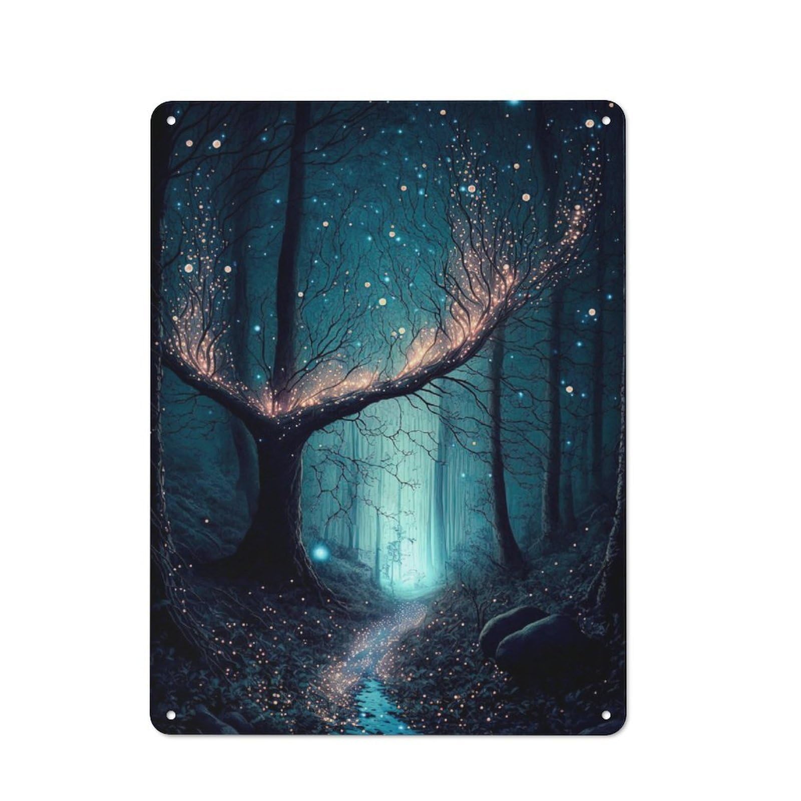 Junmoney Dreamy Fantasy Forest Metal Sign 40X30cm With For Workshop Wall, Rustic Decor, For Garage, Workshop And Man Cave Decoration