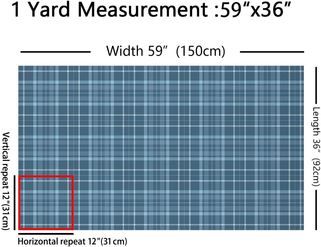Blue Tartan Upholstery Fabric by The Yard, Scottish Plaid Indoor/Outdoor Fabric, 2 Yards