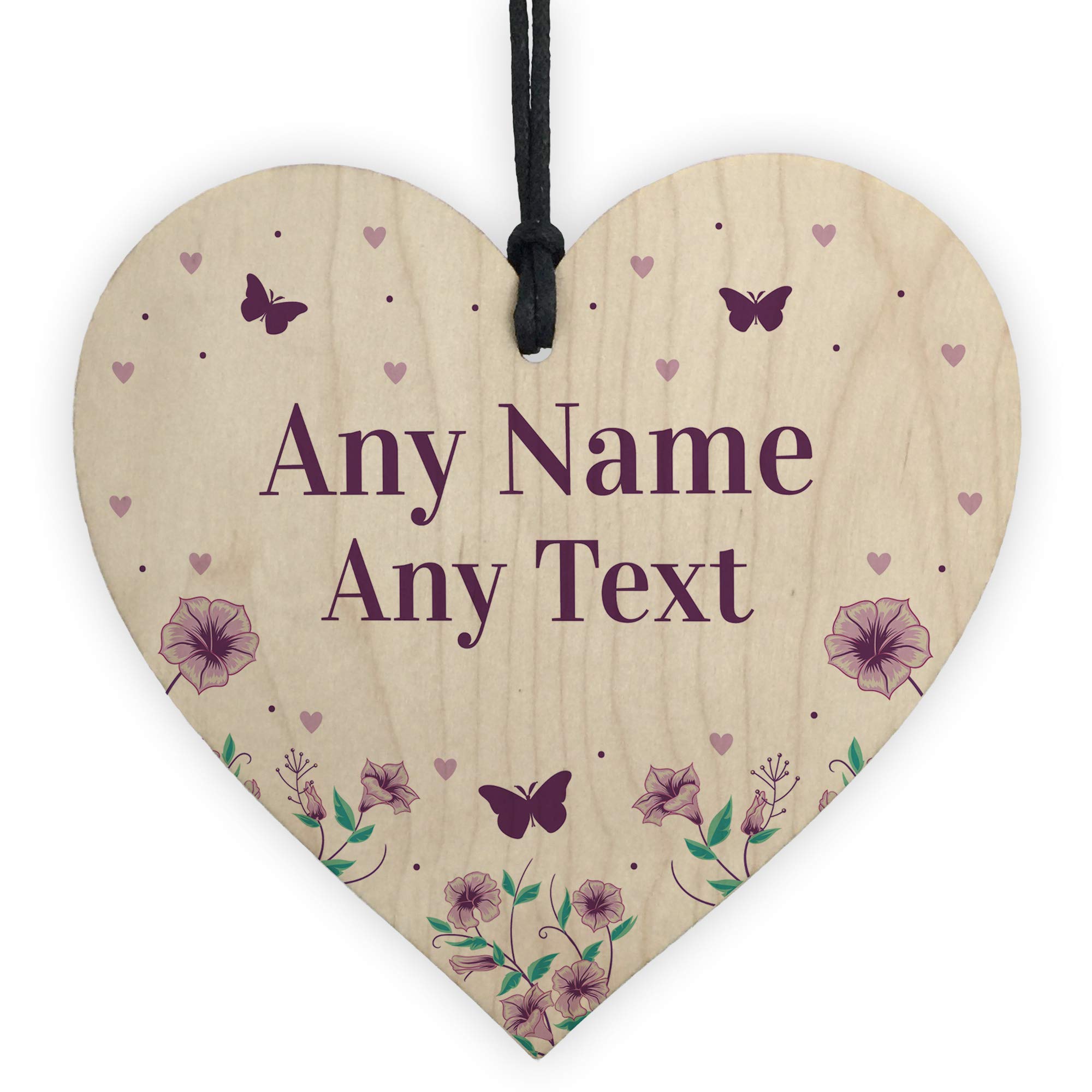 Red Ocean Personalised Floral Heart Plaque Friendship Gift Best Friends Gifts