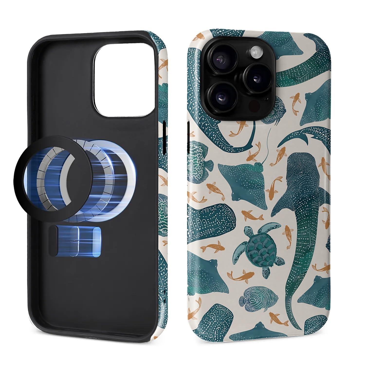 Case for iPhone 15 Pro Max [Compatible with MagSafe], Glossy Soft Silicone + Hard PC Anti-Scratch Shockproof Protective 2-in-1 Case for Men Women -