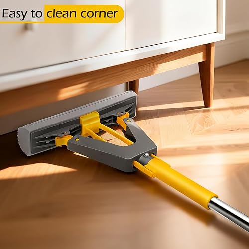 Miniatura 6 de MASTERTOP Trapeador de esponja, mopa autoexprimible con 3 repuestos de mopa absorbente de PVA, mopa de esponja con rodillo con mango de acero